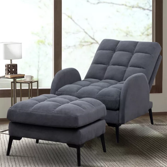 Modern Cushioned Single Seater Sofa Lounge Relax Chair with Footstool LivingRoom