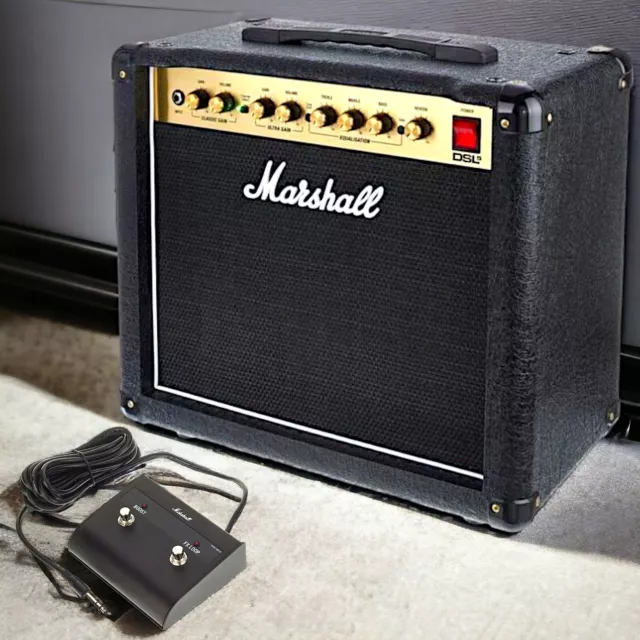 Marshall DSL5CR Vollröhren-Combo für E-Gitarre mit Marshall PEDL90016 Footswitch