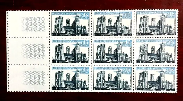 France 1960 bloc de 9 timbres N** YT N° 1235 cathédrale de Laon