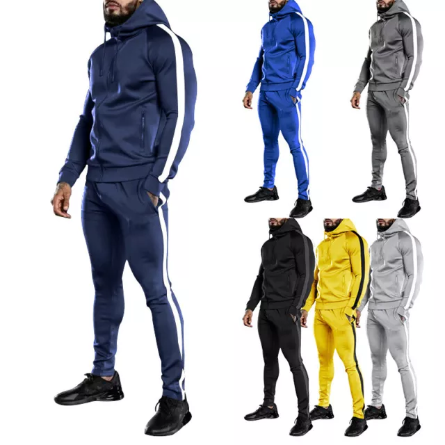 2 Piece Hoodie+Pant Sweatsuit Sets Men's Tracksuit Casual Jogging Athletic Suit