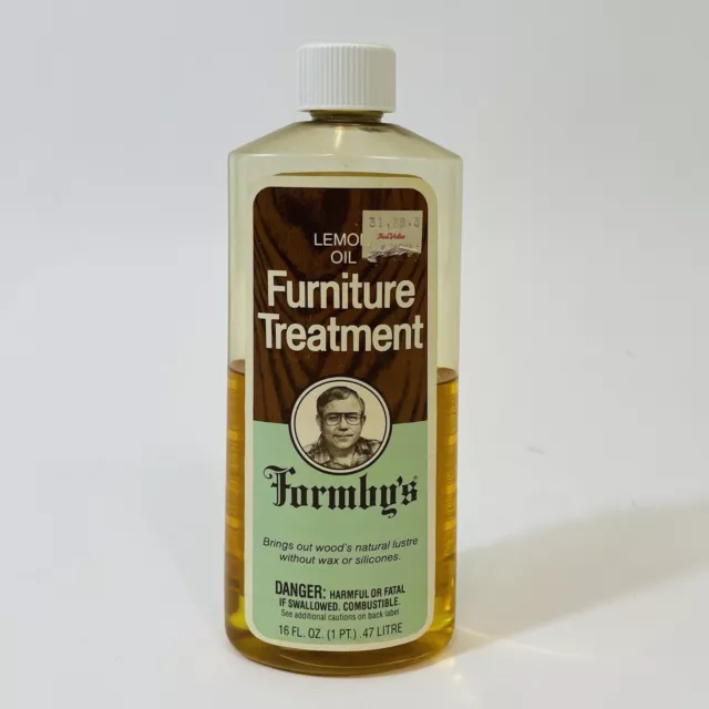 Vintage 1970s Formby’s Lemon Oil Treatment Wood Furniture 16 oz 1 pint 50 % Full