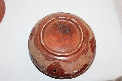 Tribal Pottery Lidded Pottery Bowl Vessel Frog Top Earthenware Colors Southwest 7