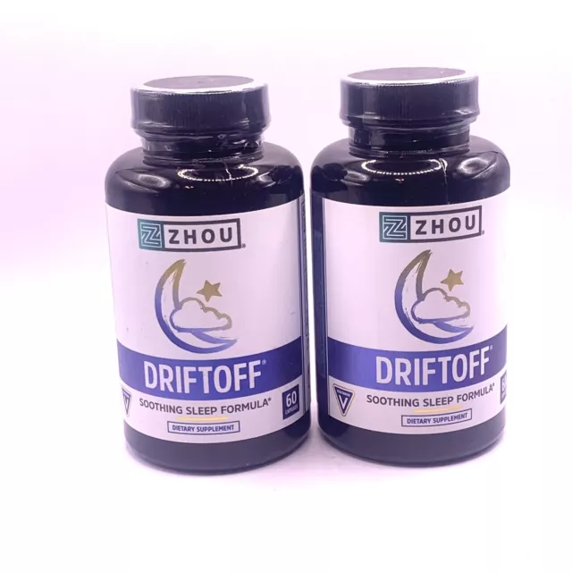 Zhou DRIFTOFF Fórmula de Sueño Calmante Lote de 2 - 60 Tapas Cada Expiración 8/25, 10/25