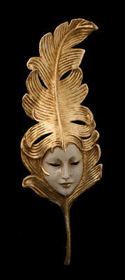 Mask from Venice Face Feather Golden IN Paper Mache Luxury 1799