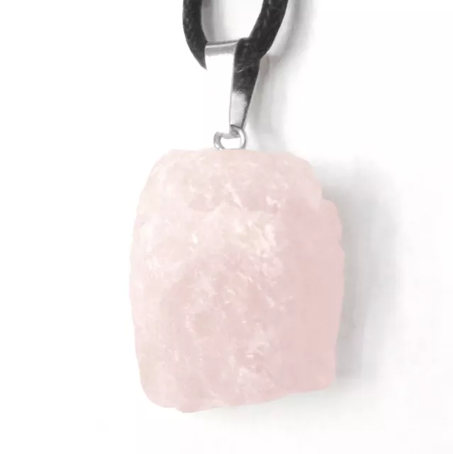 CHARGED Rose Quartz Natural Crystal Chakra Pendant Necklace Pink Gemstone Reiki