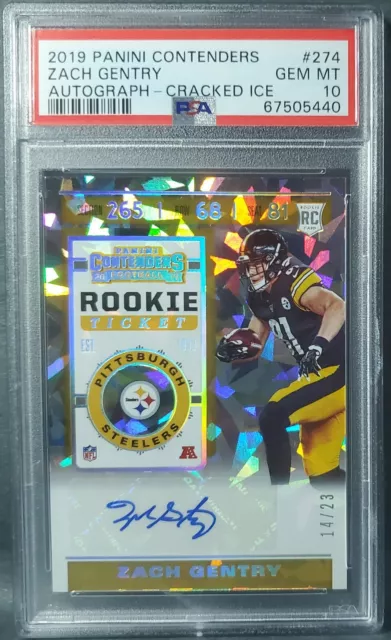 2019 Panini Contenders Rookie Ticket Cracked Ice /23  Auto Zach Gentry PSA 10