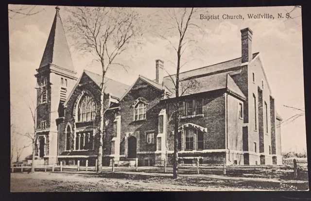 Baptist Church Wolfville Nova Scotia Canada Antique Postcard