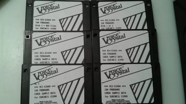 KURZWEIL ~ K2000/K2500/K2VX ~ VOICE CRYSTAL ~ 6/Disk Set ~ 500 VAST. Progs+Case!