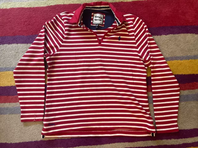 Toggi Long Sleeved Equestrian Polo Shirt Size 14 Red White Striped