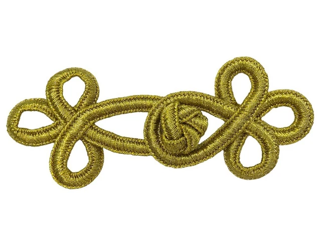 Alamaro Chiusura Filo Lurex Oro Ricamato Soutage Sovrapposto 12x5 Cm LTX-1660