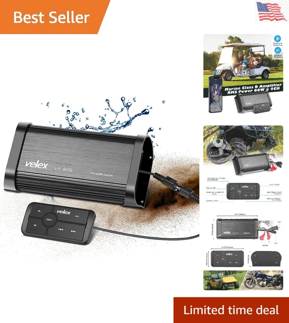 MARINE BLUETOOTH AMPLIFIER Waterproof Class D Amp UTV Amp 4 Channel