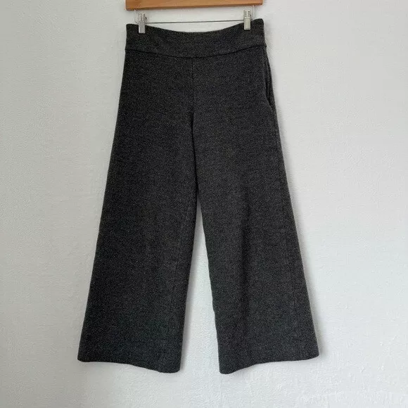 Cos womens gray wool blend side zip casual wide leg crop pants size XS