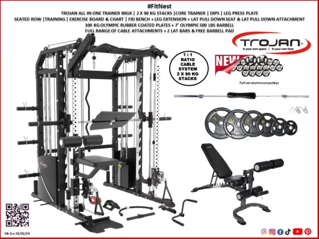 All in One Trainer 90XPRO Smith Functional Trainer 1:1 & 2:1 Ratio Leg Press ...