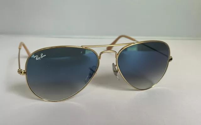 Ray Ban Aviator Gold RB3025 001/3F Light Blue Gradient 58-14 Sunglasses