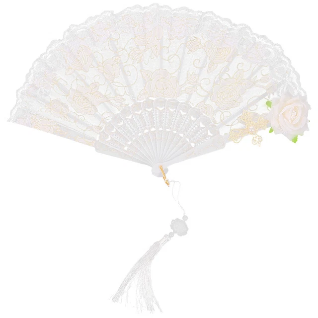 Ventilatore pieghevole in pizzo vintage ventilatore a mano decorativo ventilatore portatile pieghevole fiore rosa