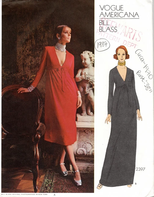 Patron De Couture Vintage Vogue 2241 - Robe 1931 B40in (2171RR) Neuf