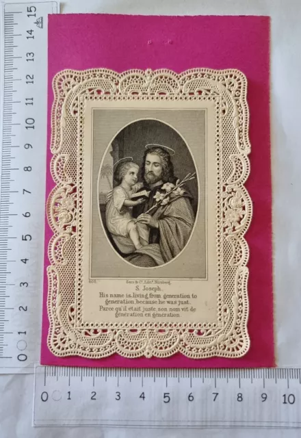 6008 - Santino Merlettato Holy Card San Giuseppe Originale