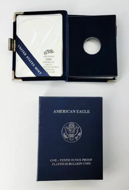 2008-W 1/10th OZ PROOF AMERICAN EAGLE PLATINUM Tenth OGP US Mint Box COA NO COIN