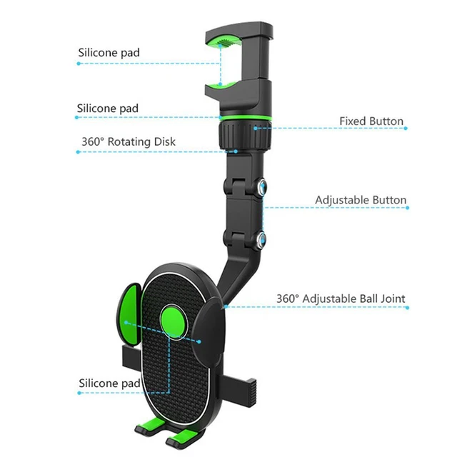 voiture Rétroviseur de voiture Support de téléphone portable Rotation à 360 ° 3