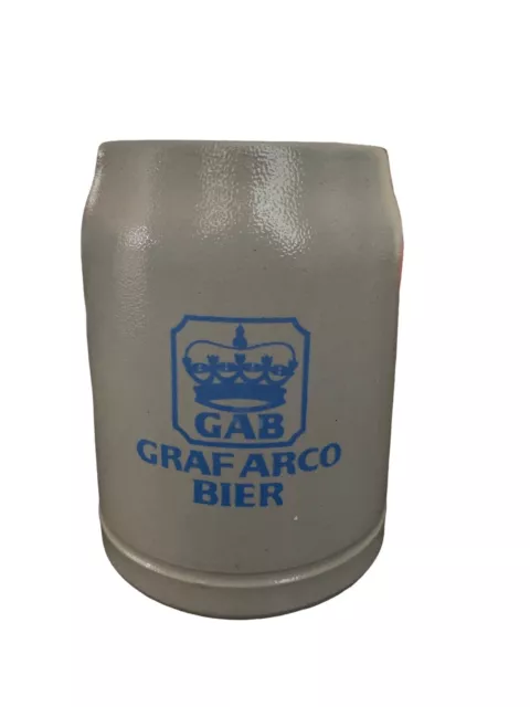 GAB Graf Arco Bier 0.5L German Beer Mug Hand Crafted Salt Glaze Stoneware 16 Oz