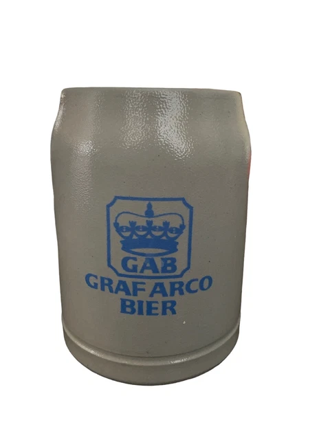 GAB Graf Arco Bier 0.5L German Beer Mug Hand Crafted Salt Glaze Stoneware 16 Oz
