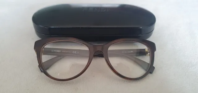 Fendi brown cat's eye glasses frames. FF 0008. With case.