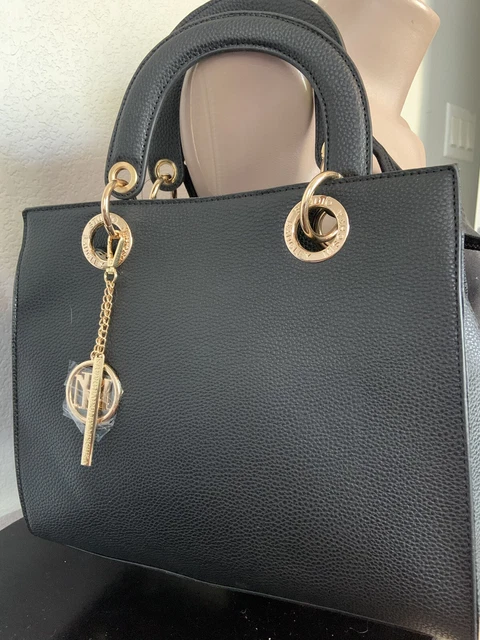 Nwt Vegan Leather Studio Badgley Mischka Black Tote Cross Purse Handbag Bag $129