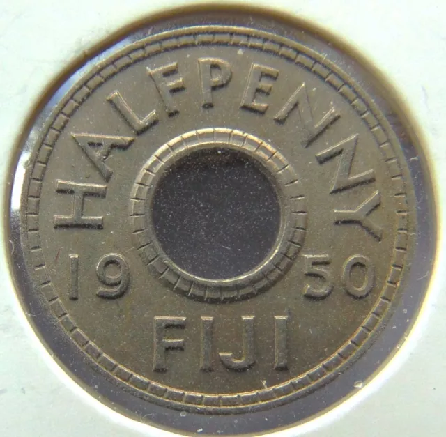 1950 Fiji George VI Halfpenny grading About UNCIRCULATED.#11.3
