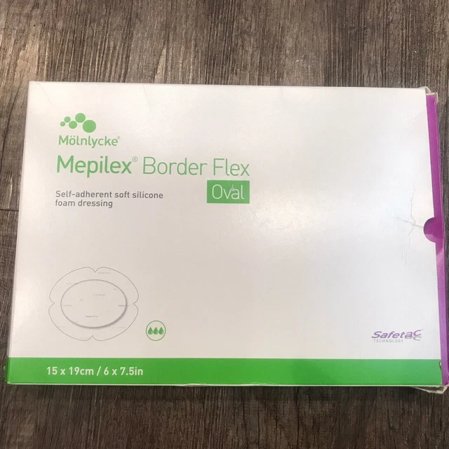 MOLNLYCKE Mepilex Border Flex 6" x 7.5" Silicone Dressing, Oval 583400 Box Of 5
