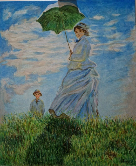 Falso d'autore dipinto a mano ad olio Su Tela - C. Monet , la passeggiata