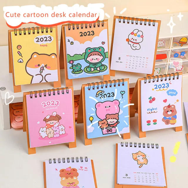 KAWAII YEAR 2023 Mini Cartoon Table Calendar Planner Desk Calendar