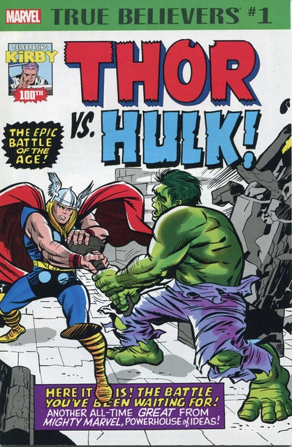 True Believers Kirby 100TH Thor Vs Hulk, MARVEL COMICS Brand New Only 1 Left