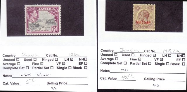 SEPHIL JAMAICA KG V WAR TAX OVPT 3d+kg VI 6d VLH + MH STAMPS CV £48.25