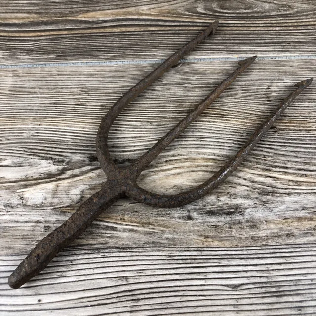 Antique 5-Tine Fish Eel Frog Gig Tool Spear Head Hand Forged