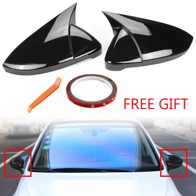 For VW Golf MK7 MK7.5 GTI GTD R 2014-19 Side Wing Mirror Caps Cover Gloss Black