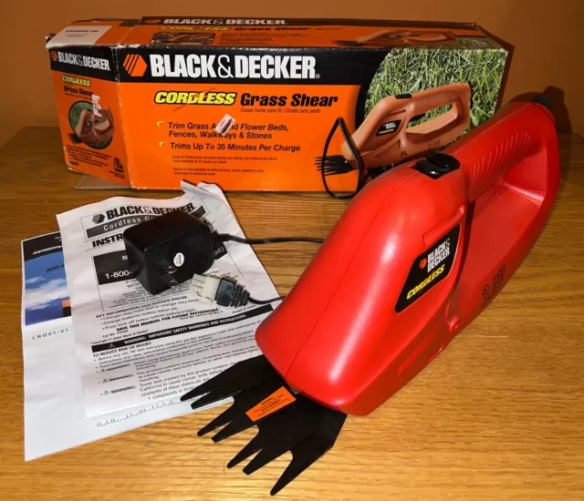 VINTAGE BLACK DECKER Cordless Grass Shear Model GS500 Trimmer w/Box $44 ...
