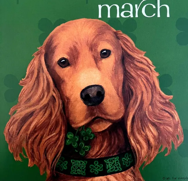 English Cocker Spaniel March Dog Days Poster Calendar 14 x 11" Art DWDDCal