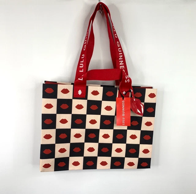 LULU GUINNESS LIPS Chess Shopping Tote Bag Waitrose Checkered Handbag Ltd Ed 20.00 PicClick UK