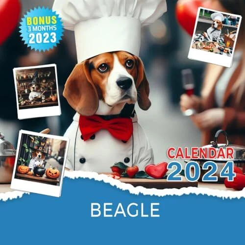 BEAGLE CHEF ON Street Calendar 2024 Jan 2024 to Dec 2024 Bonus 3 Months