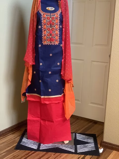 Indian Salwar Kameez Loose Unstitch Dress Material Punjabi suit cotton mix color