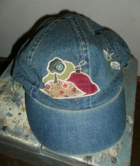 THE CHILDRENS PLACE Girls sz 7/8 Denim Corduroy Applique CAP HAT