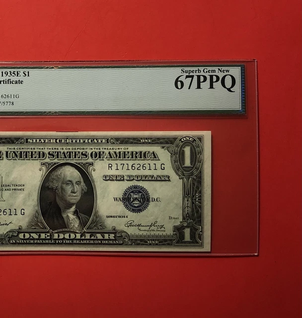 1935E-$1 Silver Certificate Note,Graded By Legacy,Superb Gem New 67 Ppq.deal