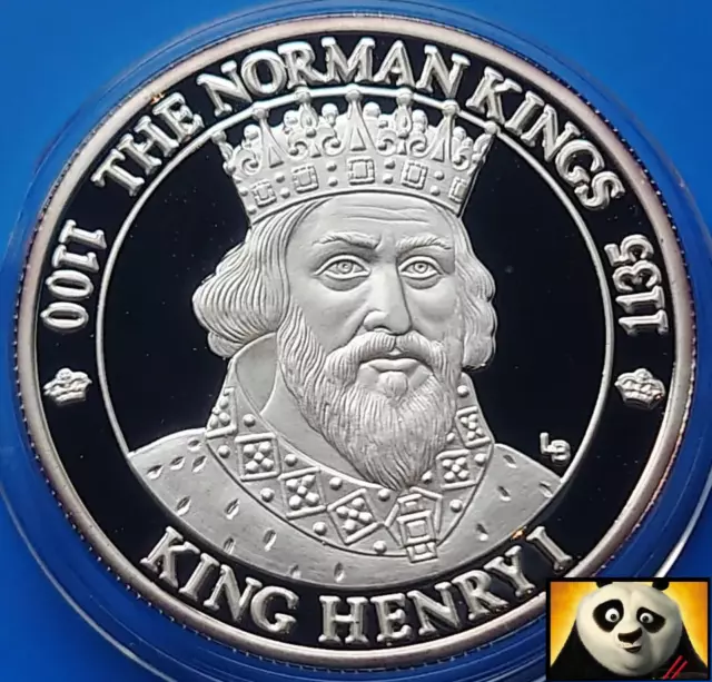 2002 TURKS AND CAICOS 20 Crowns Plantagenet House King HENRY I Silver Proof Coin