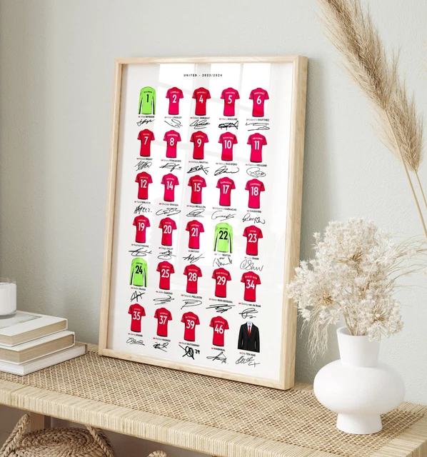 MANCHESTER UNITED SIGNED Print Photo Poster Squad 2023 2024 Team Squad