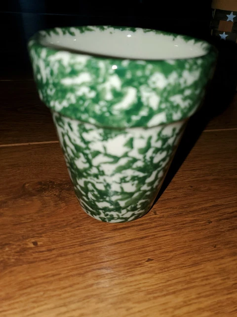 Gerald E. Henn Workshops Pottery Green Spongeware 4" Flower Pot