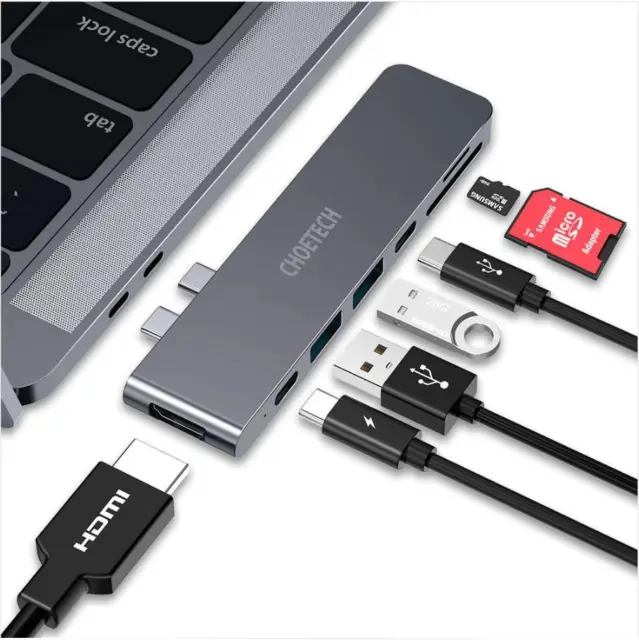 7 in 1 4K HDMI USB Type C Hub Adaptateur pour MacBook Pro/Air #FR 2