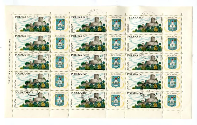 Briefmarken, Polen, Polska, Kleinbogen, Bolkow, 15 x Fi 1855, 1970, gest