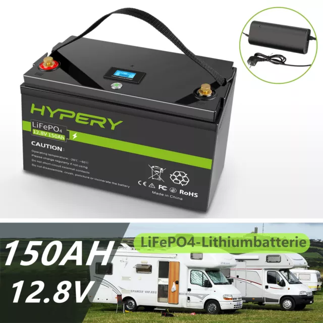 12.8V 150Ah Lithium Akku LiFePO4 Batterie /Ladegerät BMS Solar RV Wohnmobil Boot