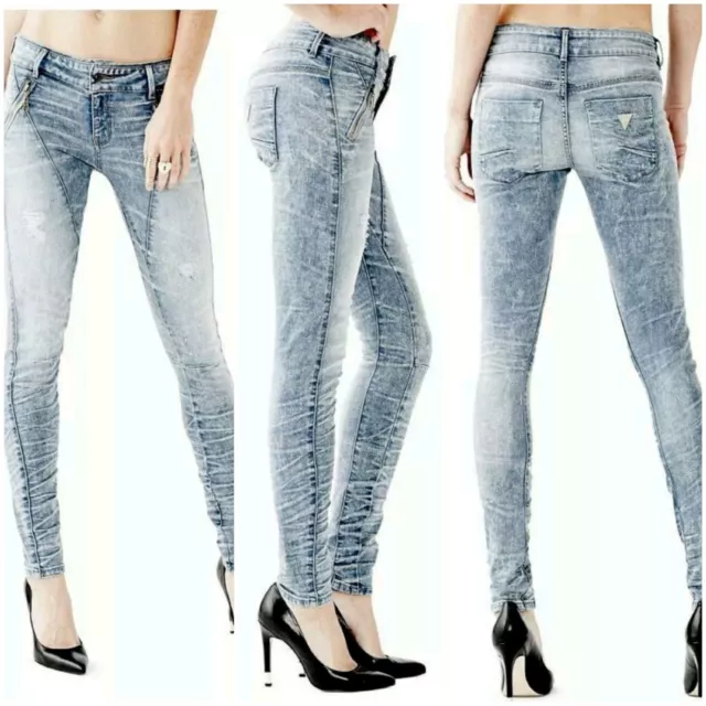 🌻 Nwt Guess New Letitia Mid-Rise Skinny Jeans In Palisades Wash Size 24🌻