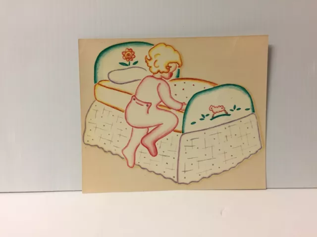 1939 The Meyercord Co Calcomanía decoración de pared transferencias arrastrándose a la cama código 132